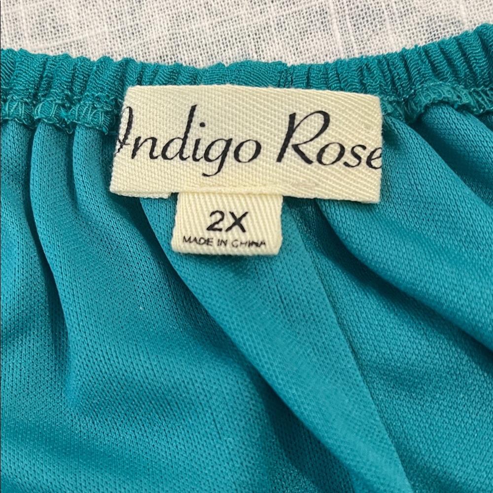 Flowy Teal Mini Dress with Ruffle Sleeves - Picture 6 of 13